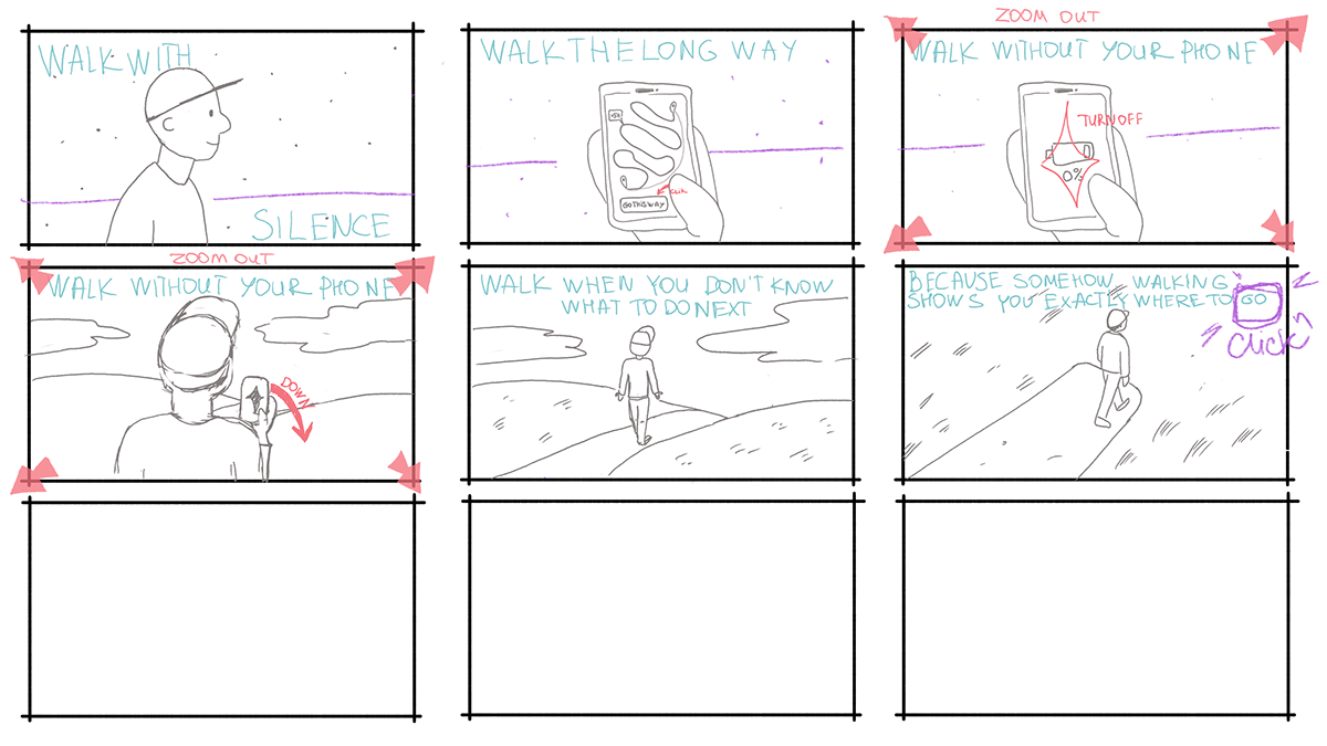 Walking storyboard sequence two