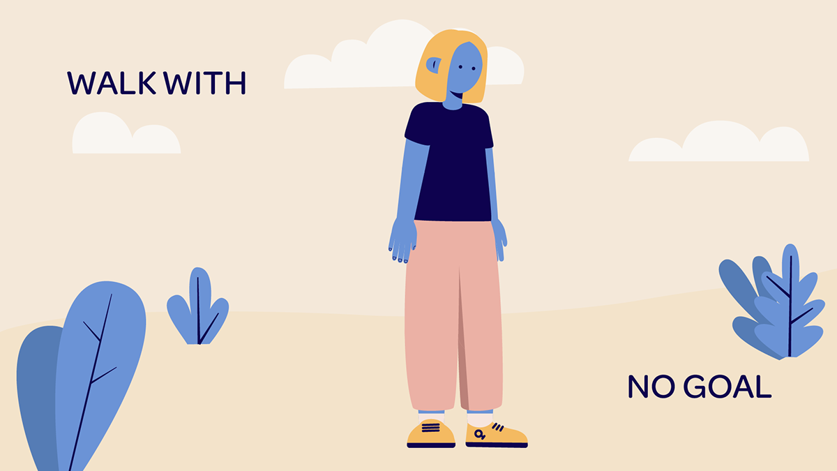Walking illustration style frame one