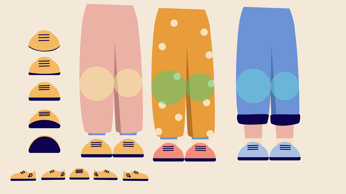Walking illustration style frame three