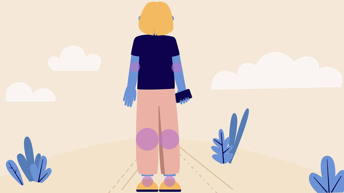 Walking illustration style frame four
